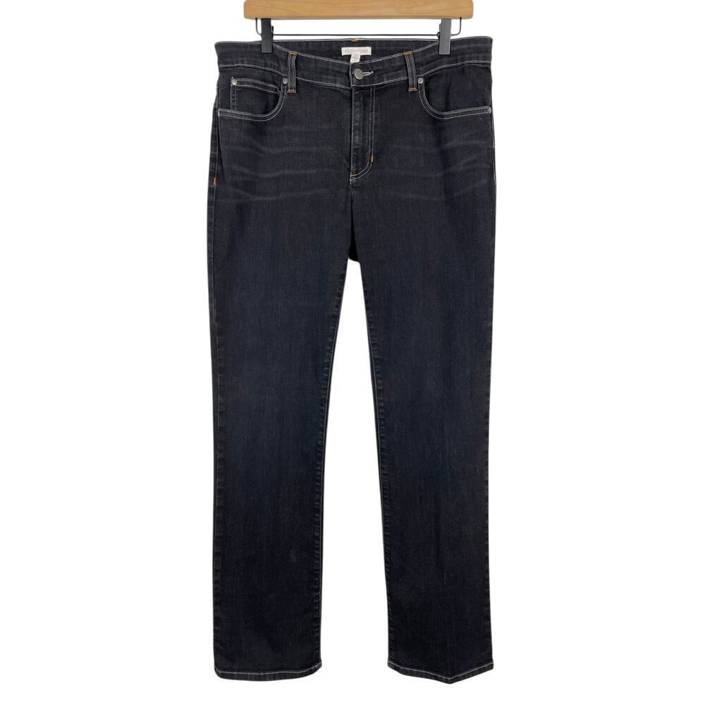 Eileen Fisher Organic Soft Stretch Denim Pant Black Gray Size 12 Straight Leg